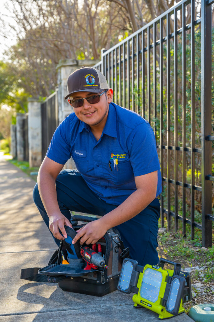 a plumber on the job