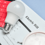 lightbulb next to electric bill